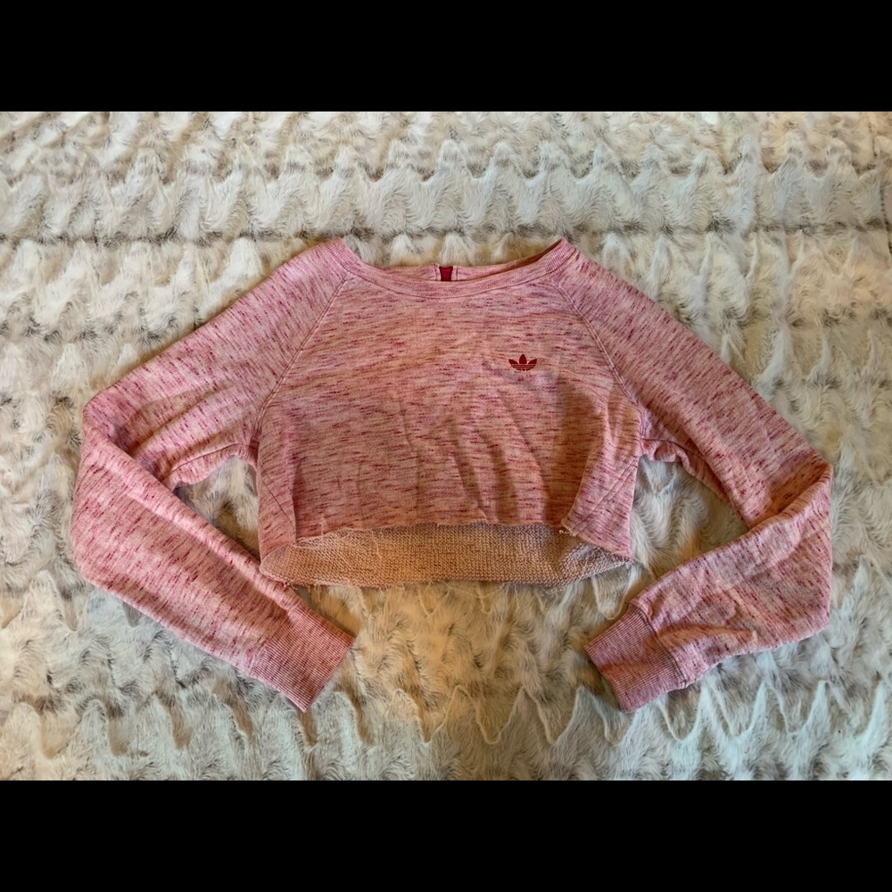 adidas pink cropped sweatshirt